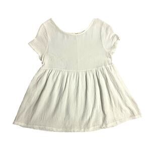 Cici Women’s Soft White Muslin Flowy Shirt Blouse Short Sleeve Size Small Cotton